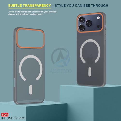 Image of AESTMO iPhone 17 Pro Back Cover | Slim Hard Shell | Matte Frosted Hard Back Translucent Back Cover for iPhone 17 Pro (Compatible with MagSafe Accessories, Black)