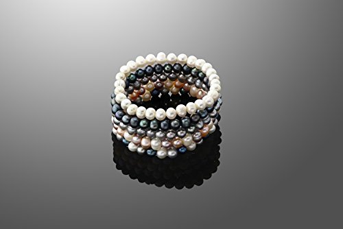 Gem Stone King Set Of 5 Multicolor Cultured Freshwater Pearl Stretch Bracelets 7.5 Inch #TOP6