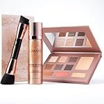 LUMINESS Face Time All In One Makeup Kit - Includes Face Palette, Airbrush Foundation, and Makeup Brush - Long-Wearing, Silky, Soft, Easy to Blend, 3-PC Make Up Set (03 - Light Medium)