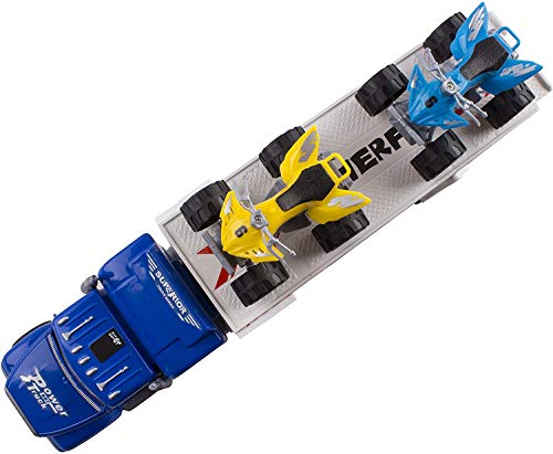 Vokodo Toy Semi Truck Trailer 15" Includes 4 Atvs Friction Carrier Hauler Kids Push And Go Big Rig Auto Transporter Vehicle Semi-Truck Car Pretend Play For Children Boys Girls Toddlers #TOP7