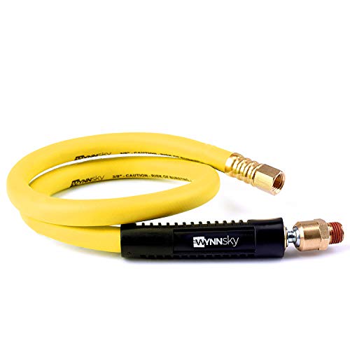 WYNNsky Hybrid Lead in Air Hose 3/8" X 30"(1/4 in. MNPT Ball Swivel x 1/4 in. FNPT Ends) 300 PSI Max Working Pressure, Heavy Duty Air Compressor Hose by WYNNsky - Used condition - US$9.34