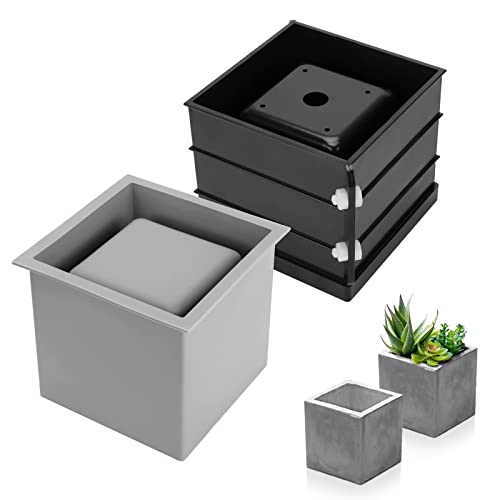 Silicone Molds for Concrete Flower Pots, Globalstore 4inch Large Square Planter Mold DIY Silicone Flower Pot Mold, Durable Easy to Demold Pots Cement Molds for Succulent Plants, Pen/soap/candle Holder