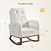 ONBRILL Rocking Chair Nursery, Rocking Chairs with Solid Wood Legs, Teddy Fabric, Glider Chair with Upholstered High Backrest, Nursery Chair for Living Room, Baby Room, Bedroom