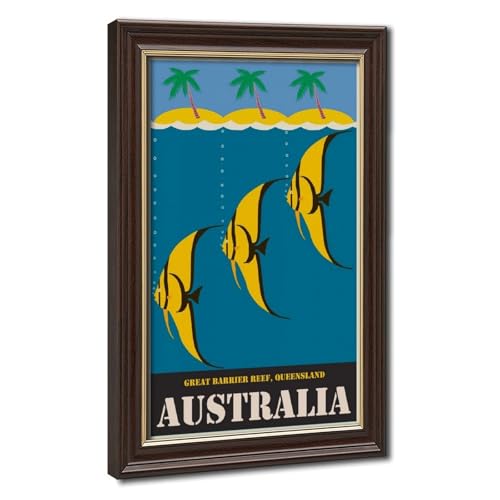 Grande barrière de corail affiche vintage d'Australie pour déco murale salon