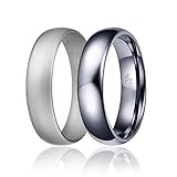 SOLEED Twins - Set of 2-1 Tungsten Wedding Band and 1 Silicone Rubber Wedding Ring for Men, Classic Style