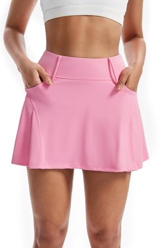 Blaosn Tennis Golf Skirt Workout Athletic Skirts for Women Mini Pleated Skorts High Waisted with Pockets Shorts Underneath Flowy Dress Cute Fashion Trendy Clothes 2024 Casual Summer Outfits Pink S