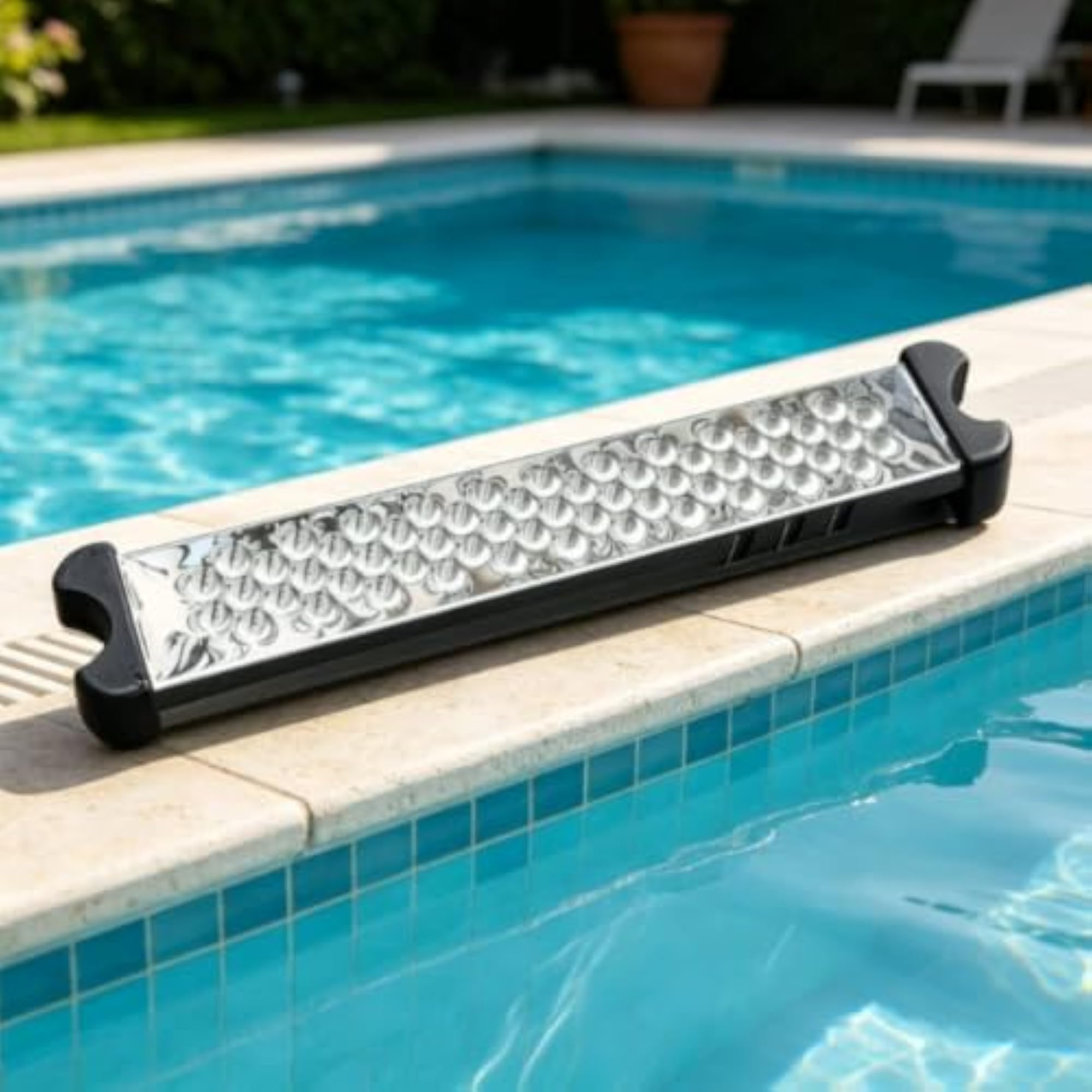 Black End Caps for Textured Stainless Steel Pool Ladder Step Plate