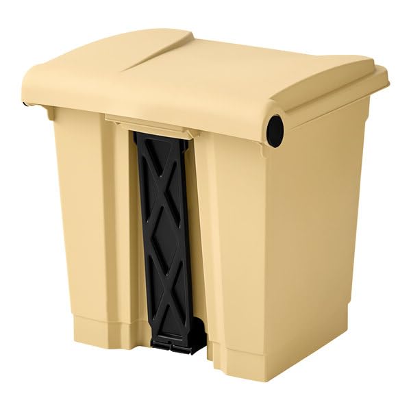 Caneca de basura rectangular beige de 8 galones con pedal miniatura 3