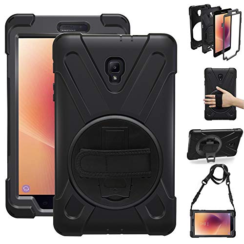 Gzerma for Samsung Galaxy Tab A 8.0 Case SM-T380 2017 (Not T387 2018), Child Proof Handle Shoulder Strap, Kickstand, Screen Protector, Heavy Duty Rugged Cover for Samsung Tab A 8.0 Inch Tablet, Black