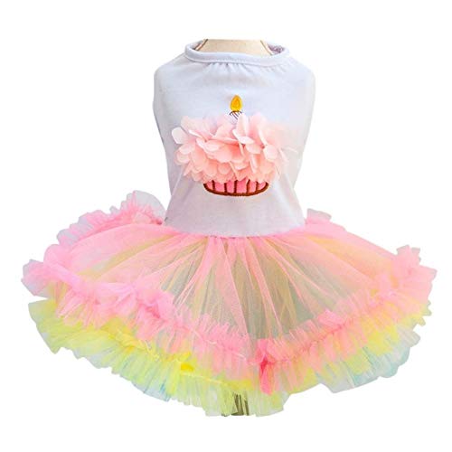 Cute Dog Tutu Dresses Party Supplier-For Dogs Girls Birthday Clothes Cupcake Apparel Small Medium Large Cats Puppy Chihuahua, Shihtzu, Yorkie, Poodle, Pug, Terrier Skirt (Cake, S, Pink) #TOP20
