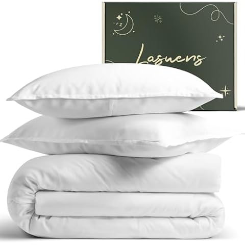 Lasuens King All Season Comforter and Cooling Lyocell Duvet Cover Bundle 4PC Set (Comforter + Cover + 2 Pillow Shams) Cover