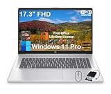 HP 17 Laptop Computer for Business Students - with Office Lifetime License & External CD/DVD Drive, 17.3 inch FHD 250 Nits Display, Win 11 Pro, AMD Ryzen 5 7430U, Webcam (64GB RAM | 4TB SSD)