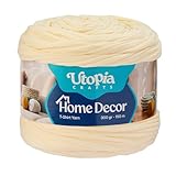 Utopia Crafts Home Decor Fettuccia per Uncinetto, 300g Filo T-Shirt Spesso Morbido Elastico per Cestini Borse Tappeti, Filo Tessuto per Principianti, Decorazione Casa, Macramè (Bianco Sporco)