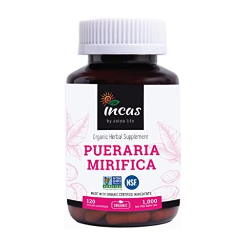 INCAS Organic Pueraria Mirifica 500mg Root Extract Powder Vegan Capsules from Thailand Non GMO Verified Promotes Women's Health, Organic Natural Herbal Cover