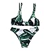 Produktbild Hirolan Damen Bikini einstellen Blätter Seil Badeanzug Mädchen Hochdrücken Strand Bademode Frauen Bandeau Push Up Blumen Strapped String Badeanzug (S, Grün)