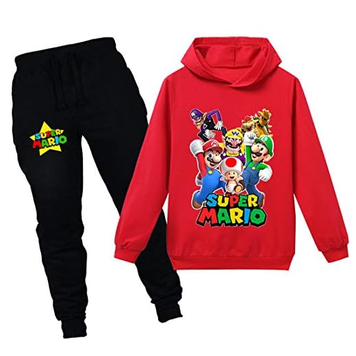 Super Mario huvtröja tecknad spel baby flickor pojkar fritidskläder set barntröja nattkläder pyjamas kläder 2-12 år