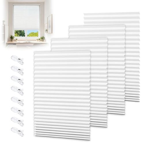 Wxeadu 4 Pcs Temporary Blinds, 90x180cm Stick On Blinds for Windows, Self Adhesive Blind, Easy to Cut and Fit No Drill Blind for Windows, Bedroom, Bathroom, Kitchen, Blackout Thermal