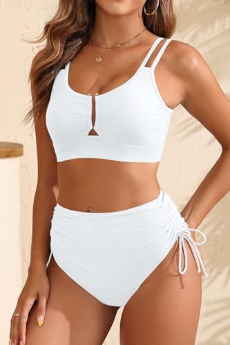 Two Piece High Waisted Bikini - Tummy Control Bathing Suit 2025 U-Wired Swimsuit Full Coverage Drawstring Swimwear3