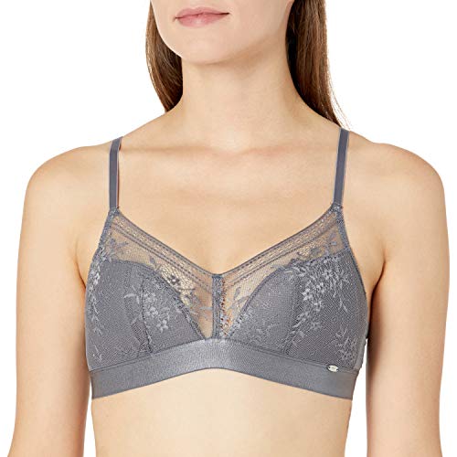 Pretty Polly Women's Botanical Lace Wireless Triangle Bra-Light Padding-Everyday Basic or Lounge, Grey (Nightshade), 36B