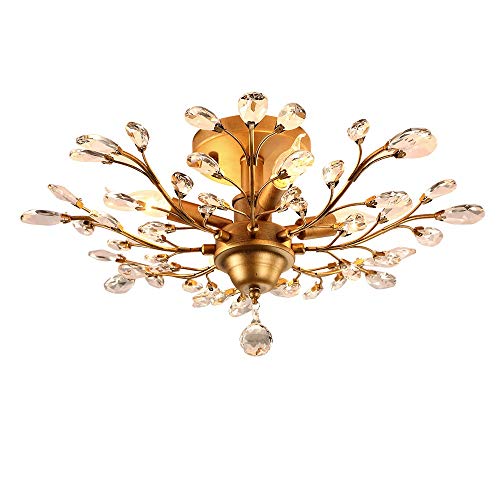 Plafonnier lustre moderne en cristal 4 lumières pour illuminer une entrée sombre