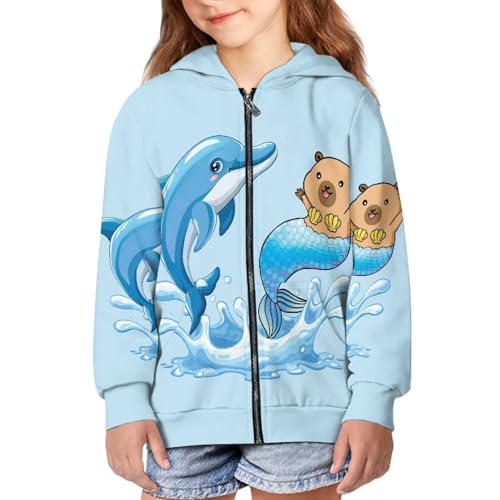 Girls Hooded Sweatshirts Kids Girl's Oversized Full Zip Hoodie Fashion Print Long Sleeve Hoodies with Pockets3