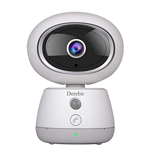 Derebir Vigilabebés con Cámara, Bebé Monitor Inalambrico Inteligente Cámara Gira Automáticamente, HD Visión Nocturna Cámara, Alarma de Correo...