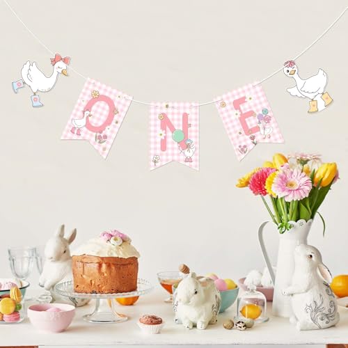 One Silly Goose High Chair Banner,One Banner for Baby Shower Decorations,Funny Banner for Baby Girls,Gender Reveal Party Banners,1st Birthday Party Supplies,Babies Shower Room Decor