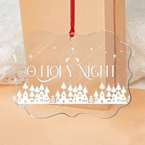 O Holy Night Hanging Ornaments Rectangle Christmas Tree Ornament Keepsake Acrylic Christmas Bauble For Indoor Home Decor #TOP1