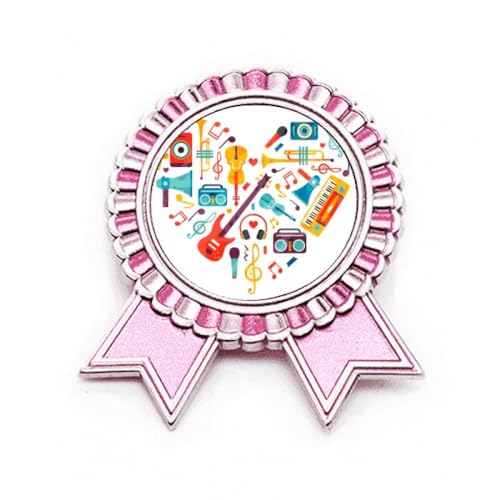 Broche guitare en cœur rose métal taille M pour accessoire de mode et look rock