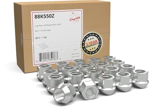 Image of Wheel Accessories Parts 4 Locks + Key M12 x 1.75 12 x 1.75 Thread Open End 0.83 inch Long Locking Wheel Lug Nuts Lock Chrome Dual Hex Key 13 /16 inch and 3 /4 inch Hex Fits 1997 to 1999 Ford F150 Navigator
