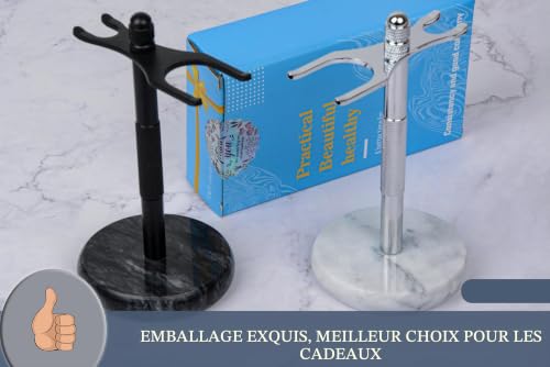 GMYIAK Support pour rasoir et brosse, le support de rasoir avec base en marbre est plus stable, la base ne rouille pas et la distance de protection ajustée protège votre plan de travail, un cadeau – vue 6