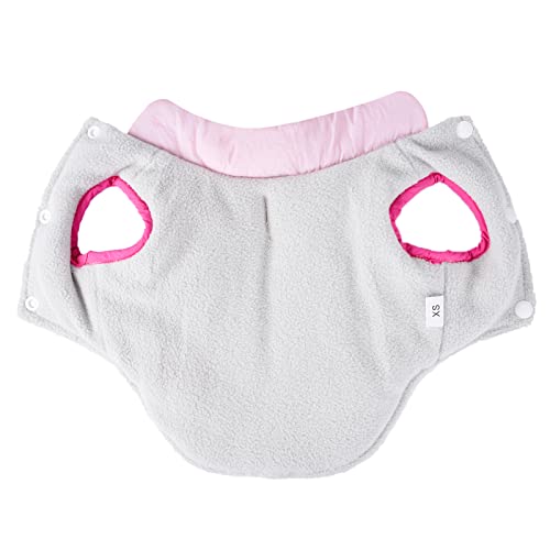 Dog Winter Jacket With Leash Hook Fleece Dog Coats For Small Medium Dogs Cold Weather Puppy Clothes Outfit Apparel Windproof Color Stitching Cotton Pet Vest Clothing For Cats (Pink, Small) #TOP2