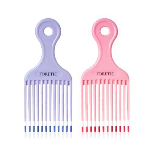 Foretic Smooth Hair Pick Comb for Curly Thick Medium to Long Hair Facial HairPink Purple