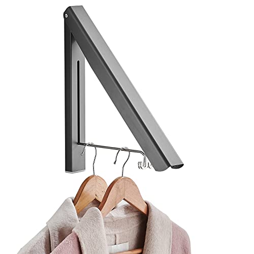 Dr.dj Wall Mounted Clothes Hanger, Clothes Drying Rack Folding Indoor, Retractable Clothes Drying Rack Clothing For Laundry Room Organization, Aluminum (1 Rack, Graphite) #TOP5