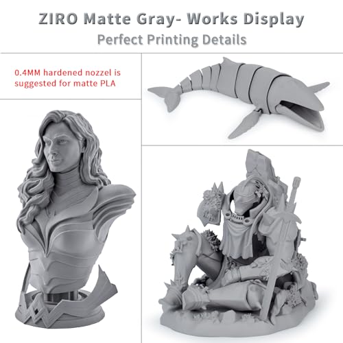 Image of ZIRO High Toughness 3D Printing Material, Matte 1kg 1.75mm Spool, Gray | Fit for Most FDM 3D Printer, 1.75mm 1KG Spool, Dimensional Accuracy + /-0.03mm, Colorful PLA FilamenT