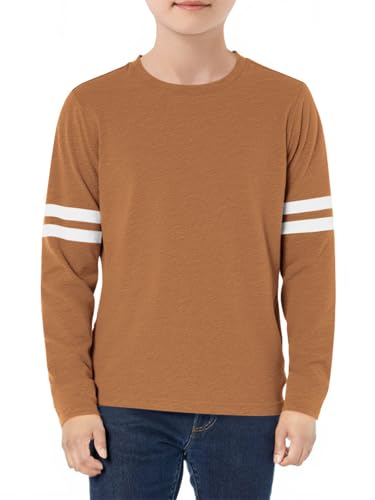 Image of Haloumoning Boys Long Sleeve Shirts Kids Crewneck T Shirts Casual Striped Tops Tees 5-14 Years