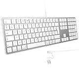 OMOTON Clavier Filaire pour Mac Français AZERTY, Argent