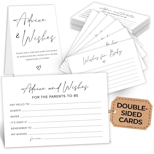 Stofinity Baby Shower Advice Cards for Parents To Be - 50 Pcs Wishes for Baby Cards For Baby Shower Decorations, Baby Wishes Cards and Advice for New...