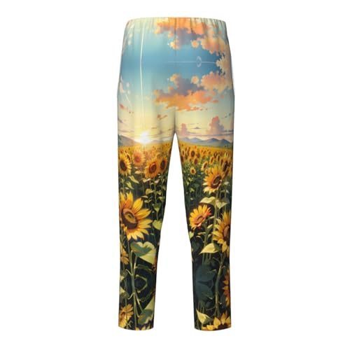 Pajama Pants Pajama Bottoms with Elastic Waistband Sleepwear Lounge Pants, Sunny Sunflowers Fields2