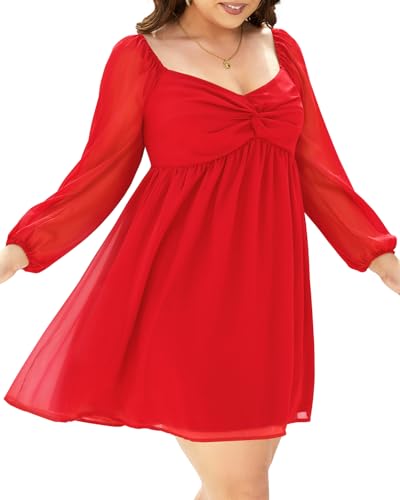 Image of Pinup Fashion Plus Size Graduation Homecoming Chiffon A-line Short Dress | Chiffon, sweetheart neck, square back neckline, ruched front bust, A-line short dress, suitable for graduation, homecoming