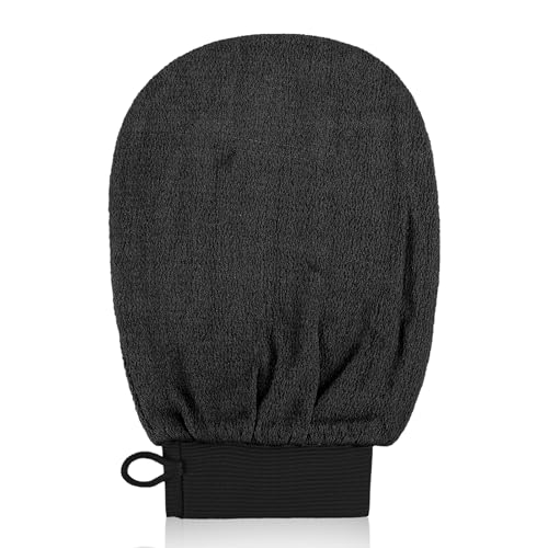 Exfoliating Glove Body Scrubber Exfoliator 1 PC Korean Washcloth Skincare Remover Deep Scrub Loofah Cleansing Mitts Exfoliate Cloth Exfoliation Scrubbing Bath Shower Soap Sponge Hand Towel (black)