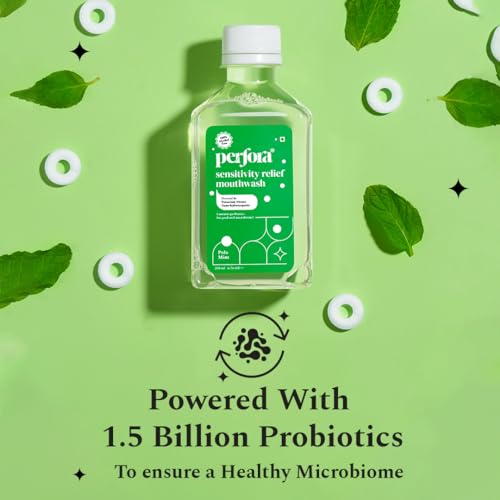 Perfora Sensitivity Relief Mouthwash - 200ml | Alcohol-Free Mouth Wash Liquid With Potassium Nitrate & Hyaluronic Acid | Freshens Breath & Removes Germs | Mouthwash For Oral Care - Pack Of 1
