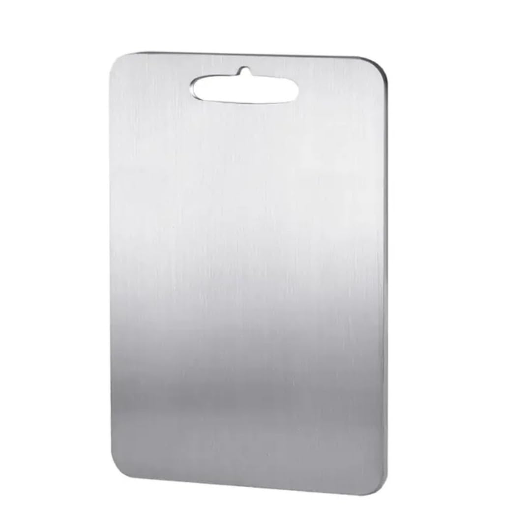 KMW Premium Stainless Steel Cutting Board, Silver, Professional Kitchen Chopping Board, Dishwasher Safe | Size: 32 CM x 21 CM, Thickness: 1.5mm (Medium)