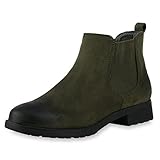  SCARPE VITA Gefütterte Damen Chelsea Boots Profilsohle Stiefeletten 127432 Khaki Matt 42