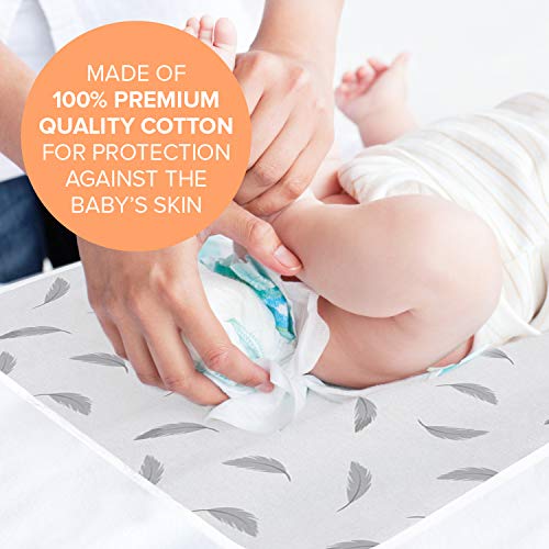 Kushies Deluxe Waterproof Changing Pad Liners - 20 X 30 Inches Baby Changing Table Pad Covers - Baby Changing Pads In Grey Scribble - Diaper Changing Pad Cover Waterproof For Changing Station #TOP30