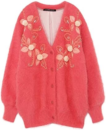 Amazon Lily Brown リリーブラウン L B Candy Stock フラワー刺繍ニットカーディガン Pnk F カーディガン ボレロ 通販