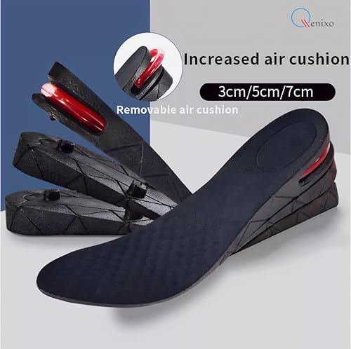 Tirmokaso Height Increase Shoe Insoles Air Cushion 3-Layer 2.75 inch 7cm Make You Taller,Supportive Comfort Breathable Multi-Layer Invisible Boosting Lifts Soles Men and Women 1 Pair