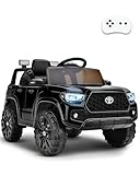Blitzshark 12V Kids Ride on Car Licensed Toyota Tacoma Battery Powered Motorized Electric Vehicle, with Remote Control, Digital Display, Spring Suspension, Storage Space, Music &FM, Black