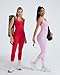 OMKAGI 2 Piece Workout Sets for Women Halter Tops Booty Leggings with Pockets Gym Outfits(XS,460-Light Pink)