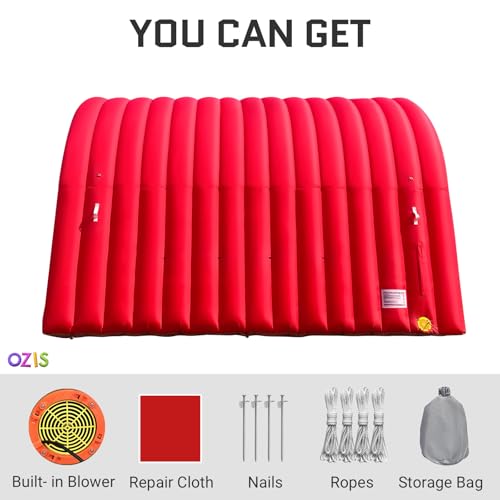 Image of OZIS 16Ft Inflatable Tunnel Entrance Sports with Installed Blower Inflatable Football Tunnel Tent Entryway for Business Advertising Event Exhibition Promotion(Red,16x10x10Ft)